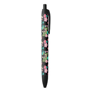 Pastel Rainbow Black Floral Garden Flowers Leaves Ink Pen