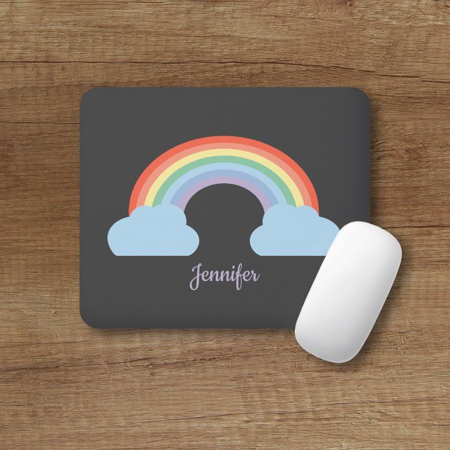 Pastel Rainbow Black Mouse Mat (Pastel Rainbow Black Mouse Pad)