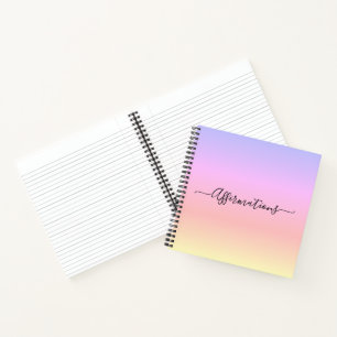 Pastel Rainbow & Black Typography Affirmations Notebook