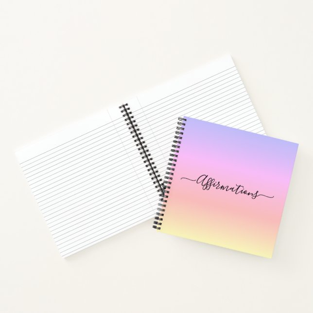 Pastel Rainbow &  Black Typography Affirmations   Notebook (Inside)