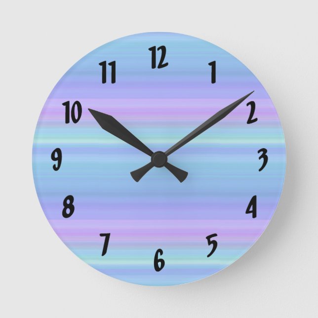 Pastel Rainbow Blue Purple Green Clock (Front)