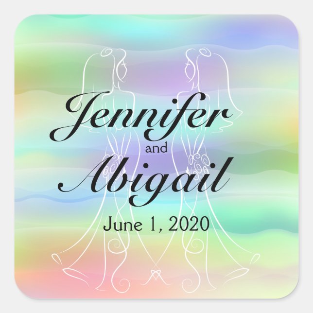 Pastel Rainbow Bride Blush Wedding Envelope Seal (Front)