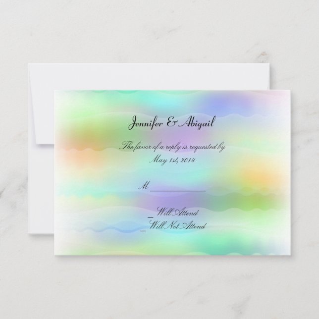 Pastel Rainbow Bride Wedding Response Card (Front)