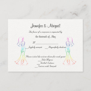 Pastel Rainbow Bride Wedding Response Card