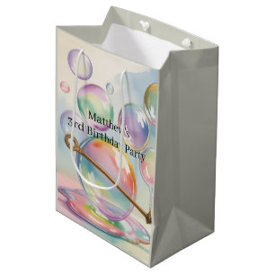 Pastel Rainbow Bubbles Birthday Party  Medium Gift Bag