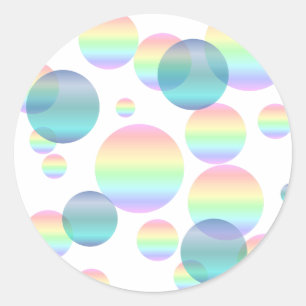 Pastel Rainbow Bubbles Classic Round Sticker