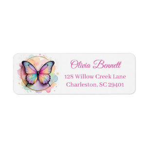 Pastel Rainbow Butterfly Splash Circle