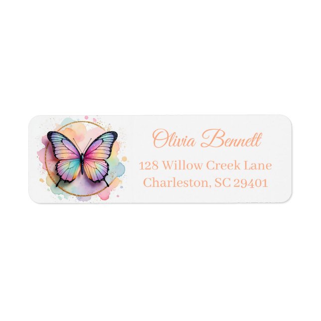 Pastel Rainbow Butterfly Splash Circle (Front)