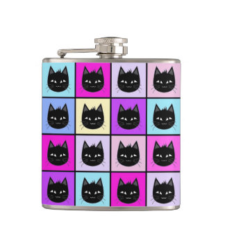 Pastel Rainbow Cat Pattern Hip Flask
