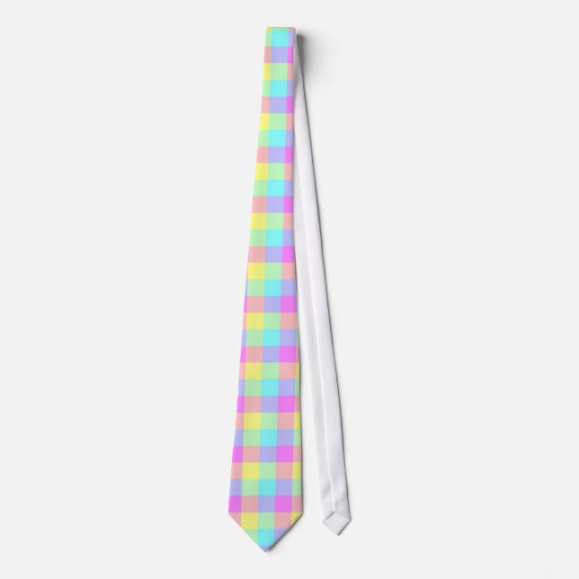 Pastel Rainbow Chequered Tie (Front)