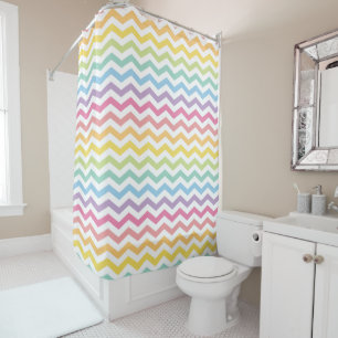 Pastel Rainbow Chevron Shower Curtain