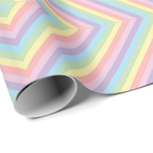 Pastel Rainbow Chevron Stripe Wrapping Paper