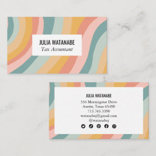 Pastel Rainbow Chic Minimalist Stripes Social Icon Business Card