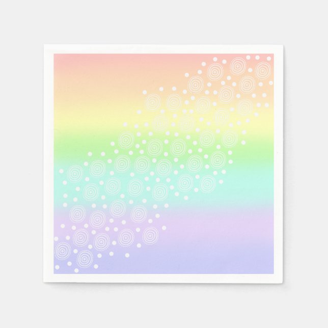 Pastel Rainbow Circles in Circles Napkin (Front)