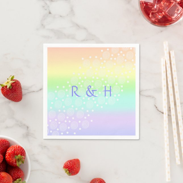 Pastel Rainbow Circles Napkin (Insitu)