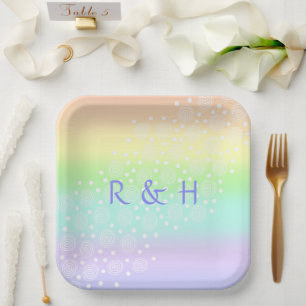 Pastel Rainbow Circles Paper Plate