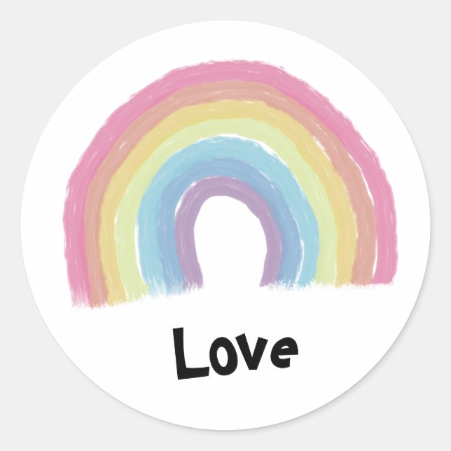 Pastel rainbow classic round sticker (Front)