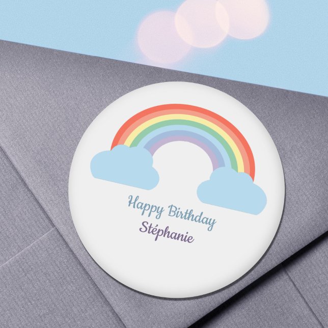 Pastel Rainbow Classic Round Sticker (Pastel Rainbow Sticker)