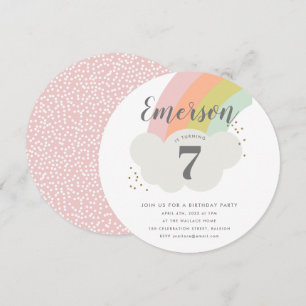 Pastel rainbow cloud childrens birthday party invitation