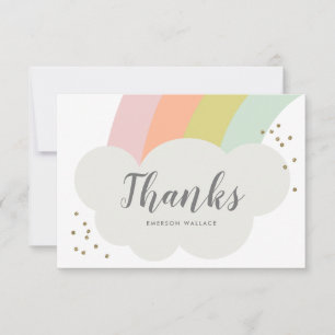 Pastel Rainbow Cloud Cute Kids Thank You Card