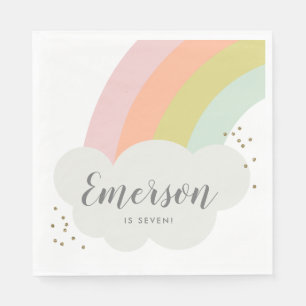 Pastel Rainbow Cloud Kids Birthday Napkin