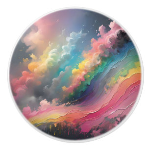 Pastel Rainbow Clouds Custom Ceramic Knob