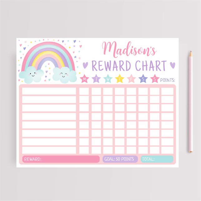 Pastel Rainbow Clouds Reward Chart Chore Chart Notepad (Creator Uploaded)