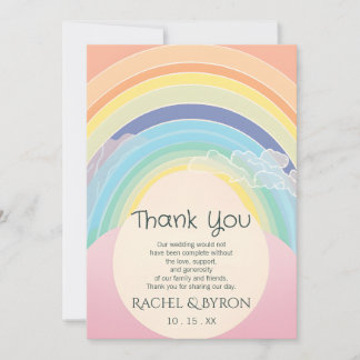 Pastel Rainbow Clouds Wedding Customise Egg Frame  Thank You Card