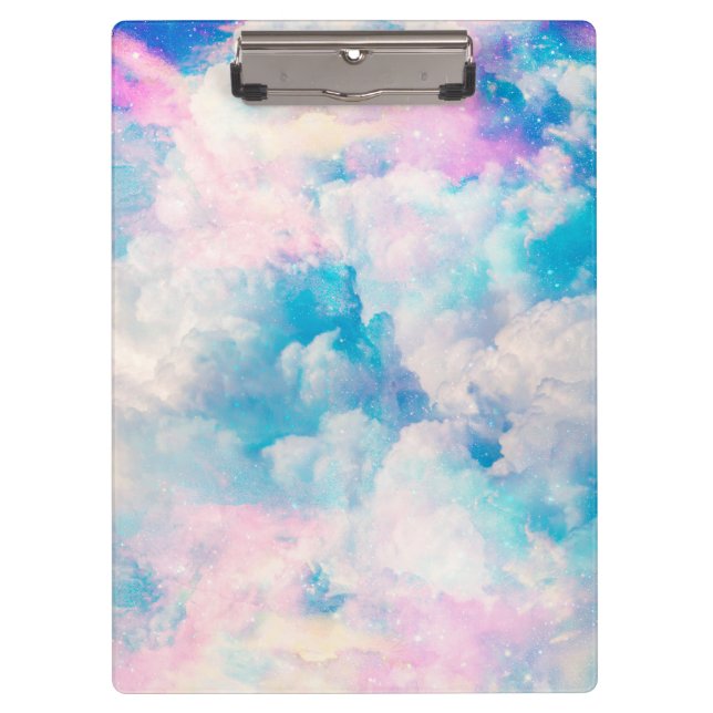 Pastel Rainbow Cloudy Sky Aesthetic Clipboard (Front)