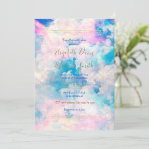 Pastel Rainbow Cloudy Sky Aesthetic Invitation