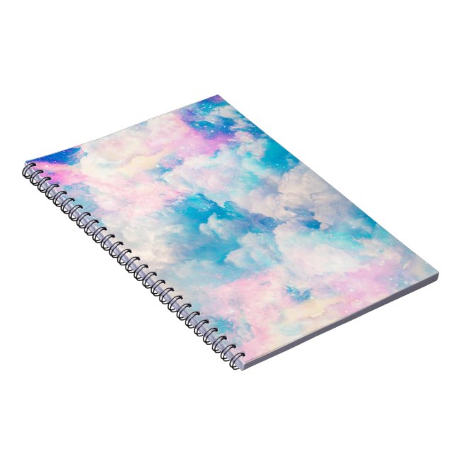 Pastel Rainbow Cloudy Sky Aesthetic Notebook (Right Side)