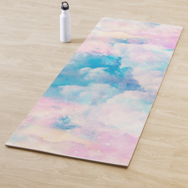 Pastel Rainbow Cloudy Sky Aesthetic Yoga Mat (In Situ)