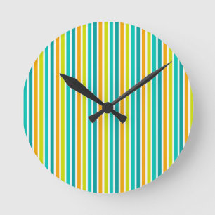 Pastel Rainbow Colorful Stars Black Starry Night Round Clock