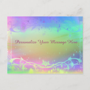 Pastel Rainbow Colour Personalise Message, Quote Postcard