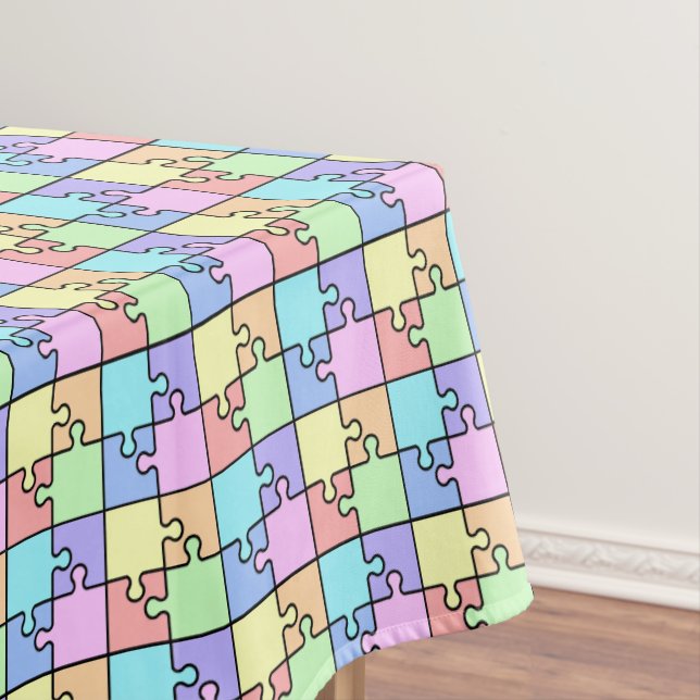 Pastel Rainbow Colour Puzzle Geometric Pattern Tablecloth (In Situ)