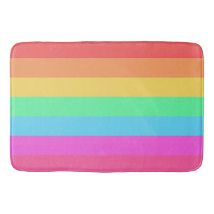 Pastel Rainbow Colour Stripes Design  Bath Mat
