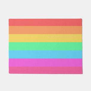 Pastel Rainbow Colour Stripes Design  Doormat