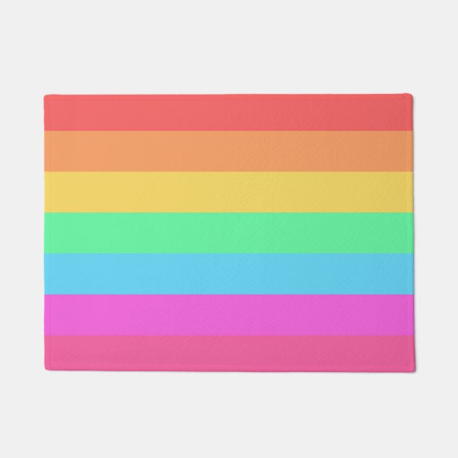 Pastel Rainbow Colour Stripes Design  Doormat (Front)