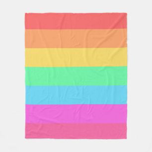 Pastel Rainbow Colour Stripes Design Fleece Blanket