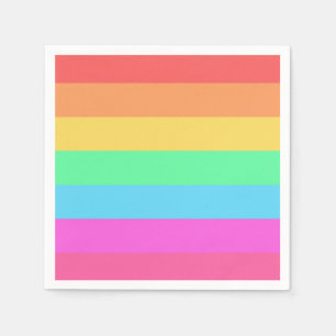 Pastel Rainbow Colour Stripes Design  Napkin