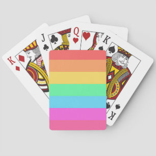 Pastel Rainbow Colour Stripes Design Playing Cards