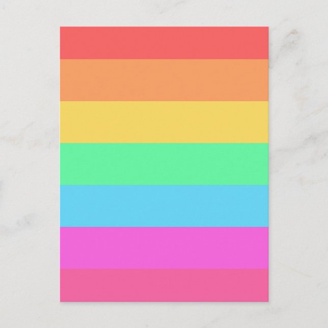 Pastel Rainbow Colour Stripes Design  Postcard (Front)