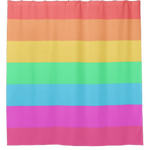 Pastel Rainbow Colour Stripes Design Shower Curtain