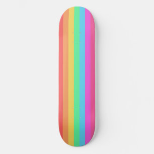 Pastel Rainbow Colour Stripes Design Skateboard