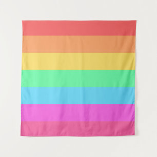 Pastel Rainbow Colour Stripes Design Tapestry