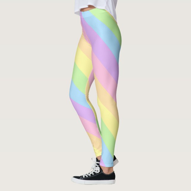 Pastel Rainbow Coloured Stripes/Leggins Leggings (Left)