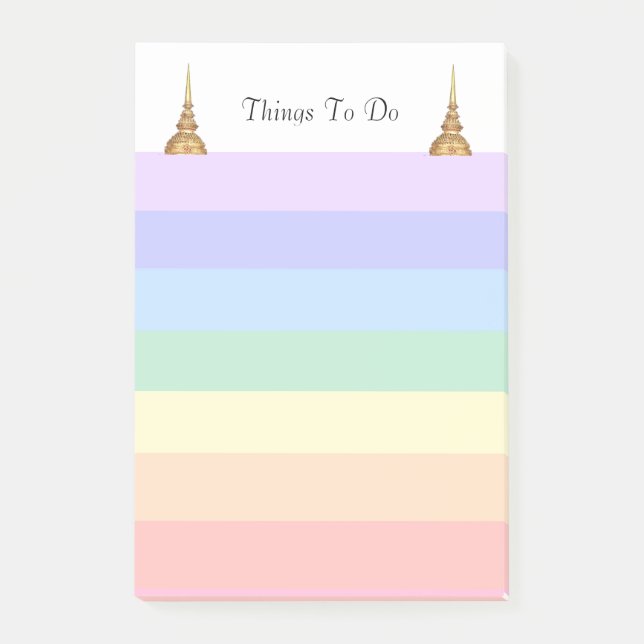 Pastel Rainbow Coloured Stripes Things To Do Post-it Notes (Front)