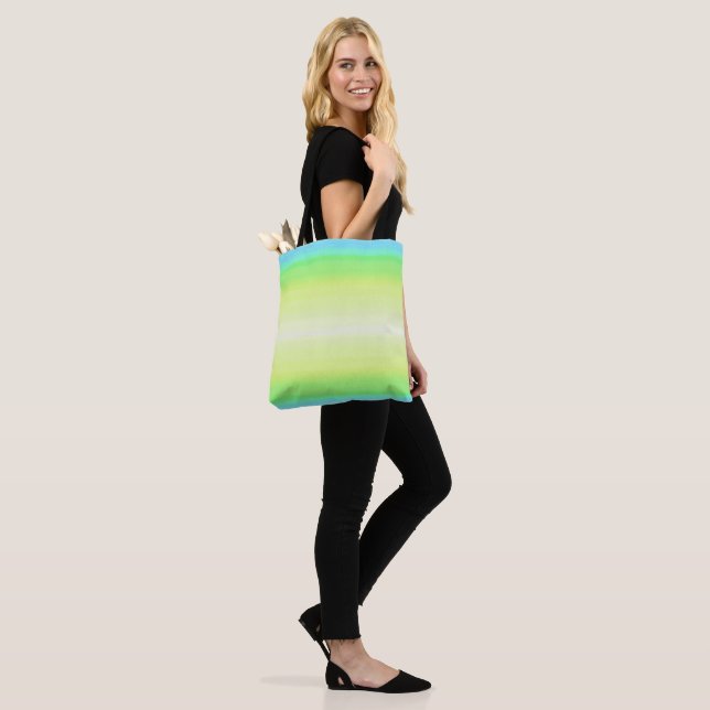 Pastel Rainbow Colourful Abstract Gradient Ombre Tote Bag (On Model)