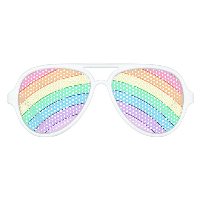 Pastel Rainbow Colourful Chic Aviator Sunglasses (Front)
