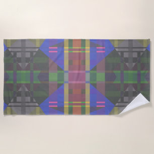 Pastel Rainbow Colourful Geometric Beach Towel